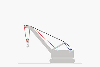 Guindastes sobre esteiras de ciclo de trabalho